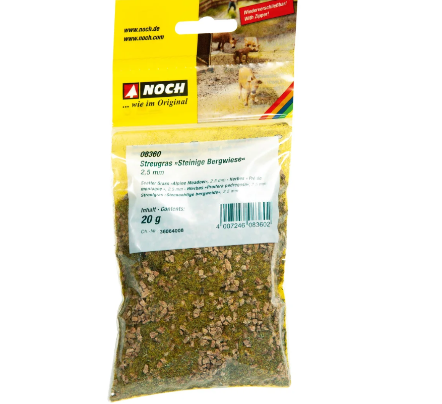 Noch 08360 Hierbas pradera pedregosa 2.5mm 20gr H0 escala 1:87 ho 00