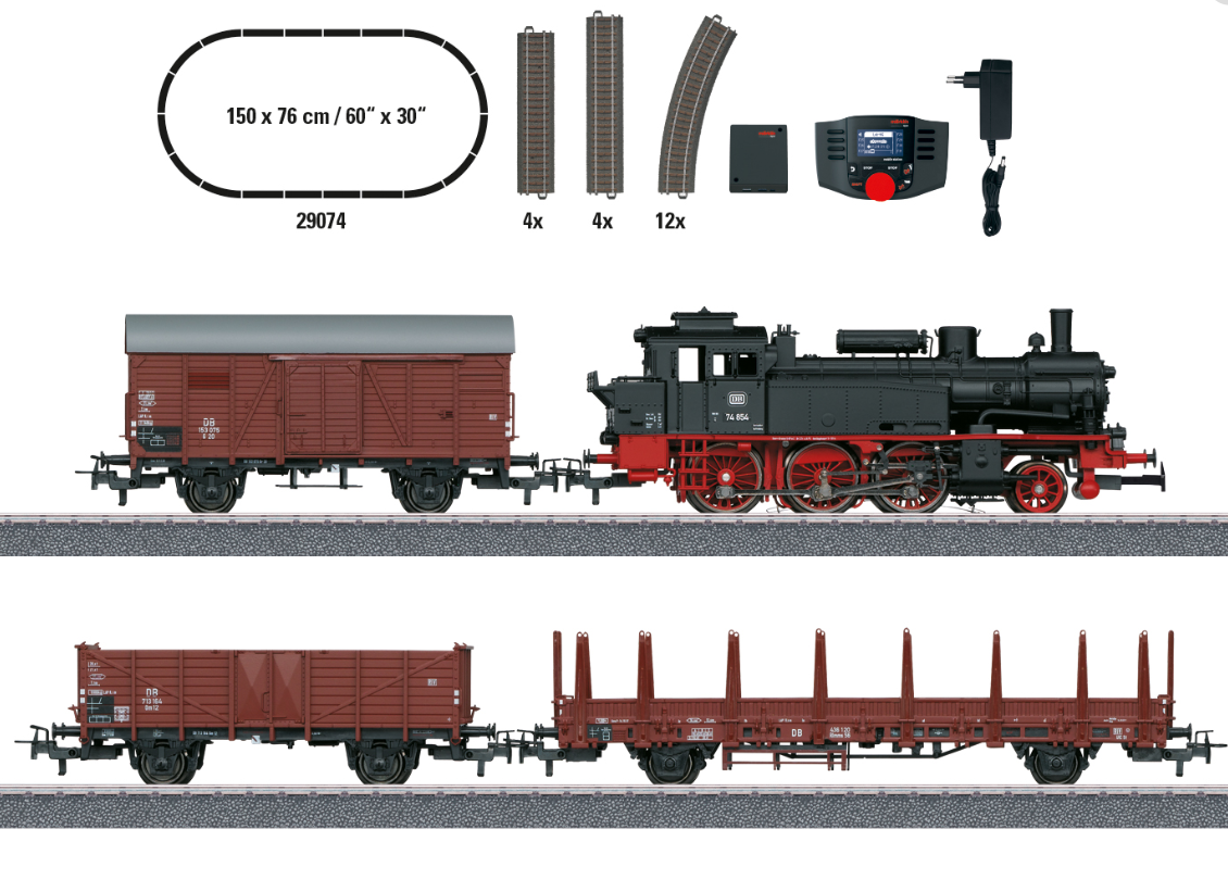 H0 1:87 escala Märklin 29074 Set de iniciación en digital Tren mercancías de la Época III DB