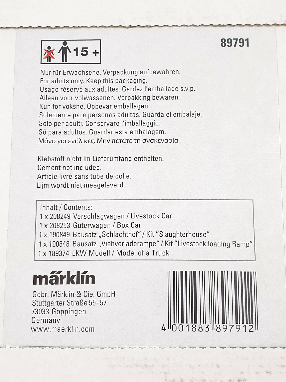 Z 1:220 escala trenes Märklin MHI 89791 Set Transporte de ganado Ep. III