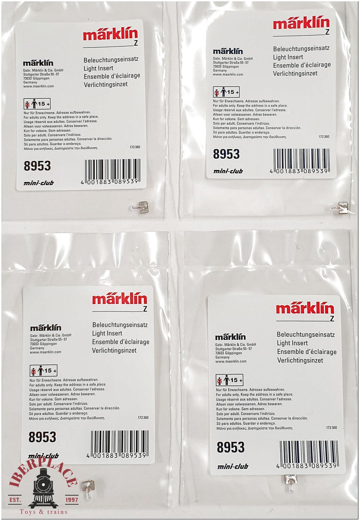 Z 1:220 escala Märklin 8953 Set 4x Inserto de alumbrado Light Insert
