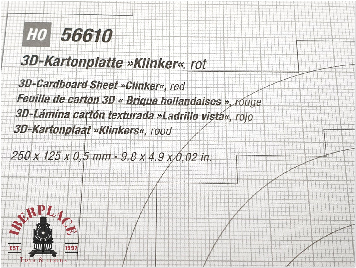 N 1:160 escala Noch 56910 3D Lámina Ladrillo vista 250x125x0,5mm rojo