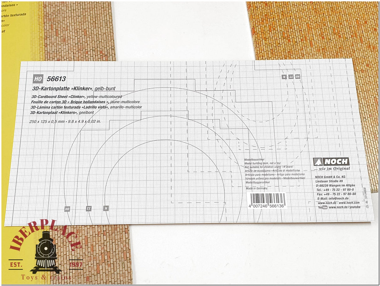 Noch 56613 3D Lámina Ladrillo vista 250x125x0,5mm amarillo escala H0 1:87