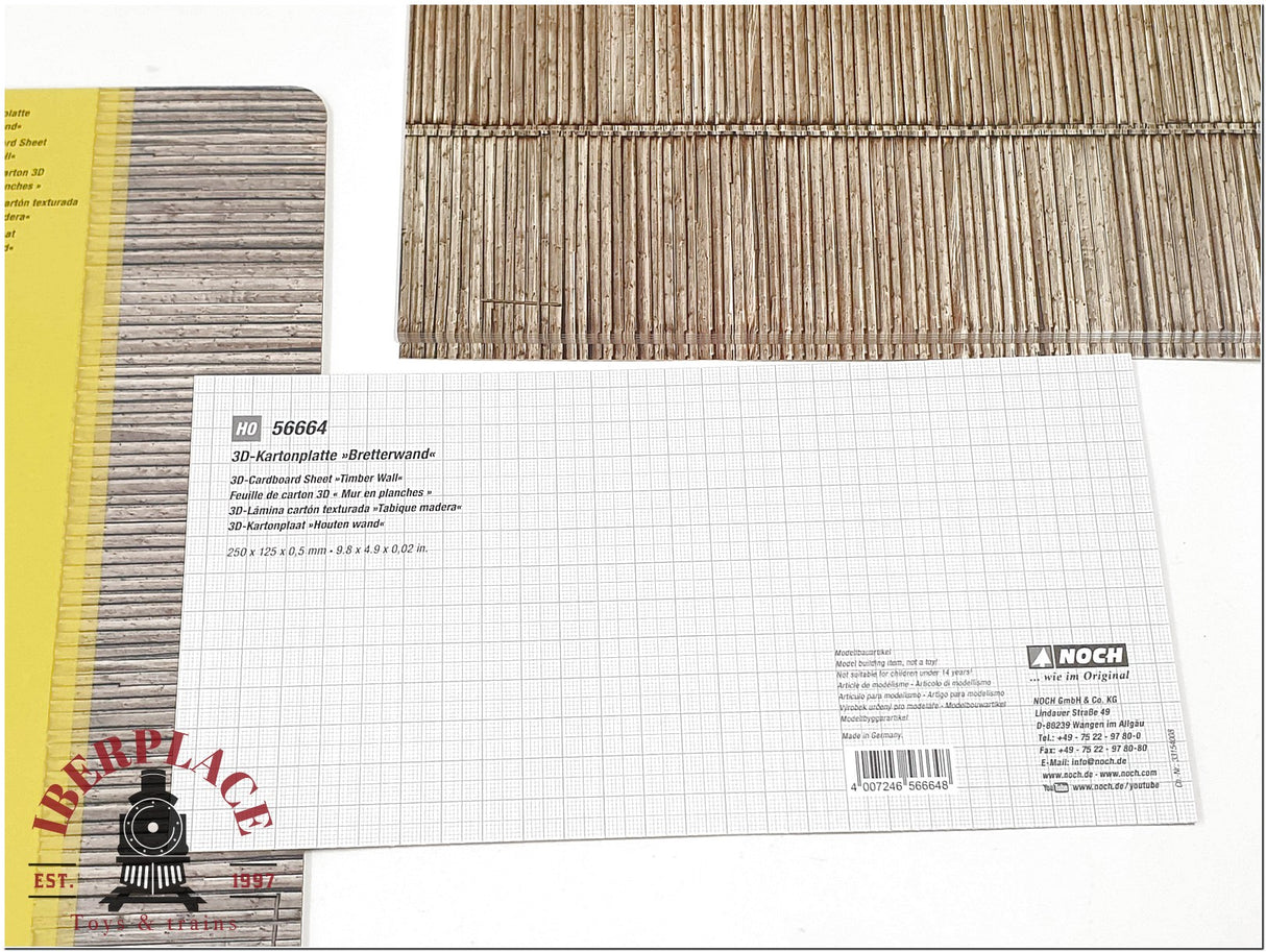 Noch 56664 3D Lámina Tabique madera 250x125x0,5mm escala H0 1:87