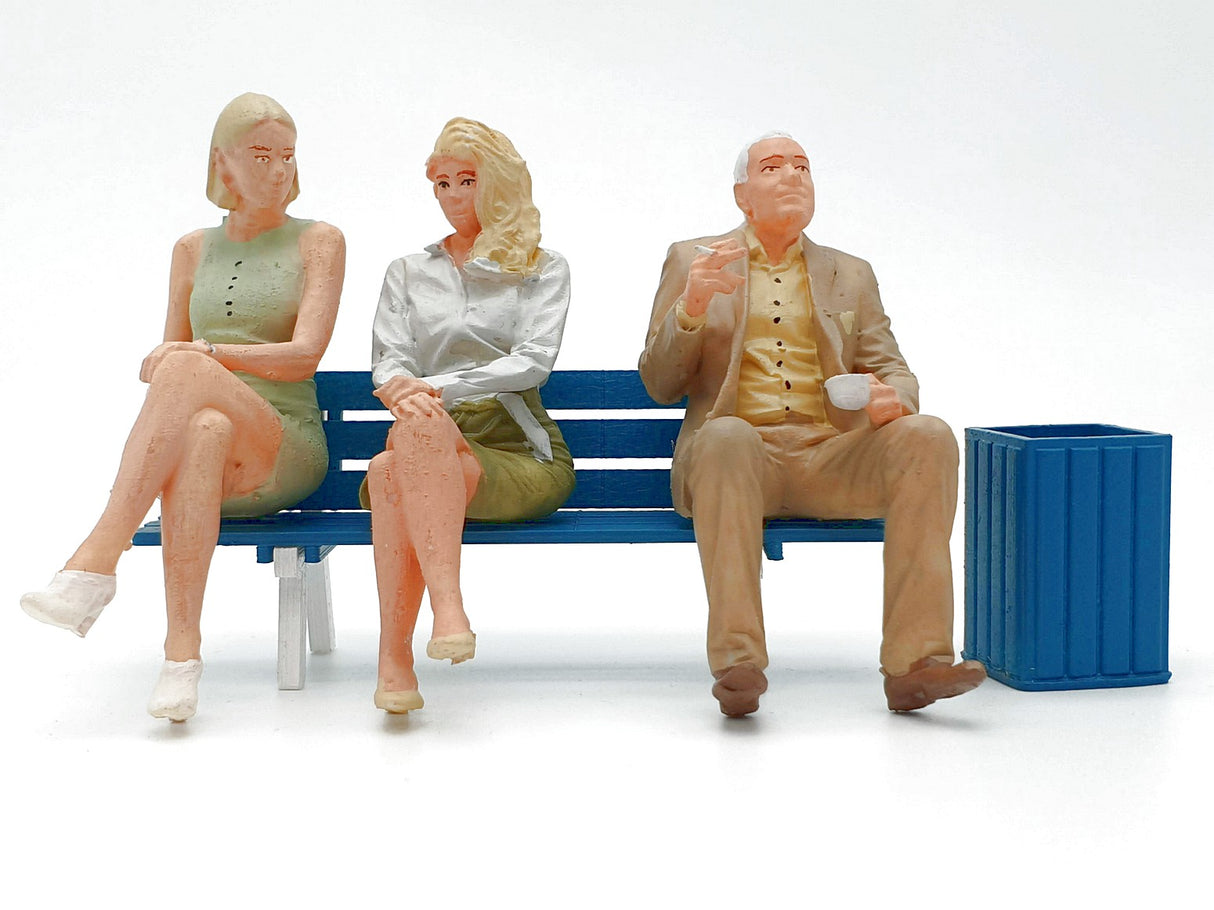 G escala 1:22,5 figuras Iberplace 40011 Personas sentadas banca Set modelismo