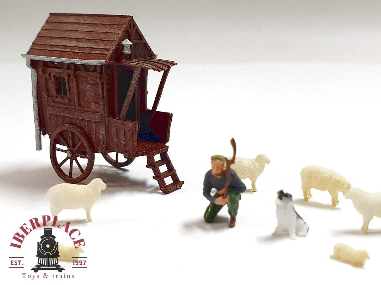 1:87 figuras escala H0 Iberplace 30004 Pastor con carro y ovejas h0 00