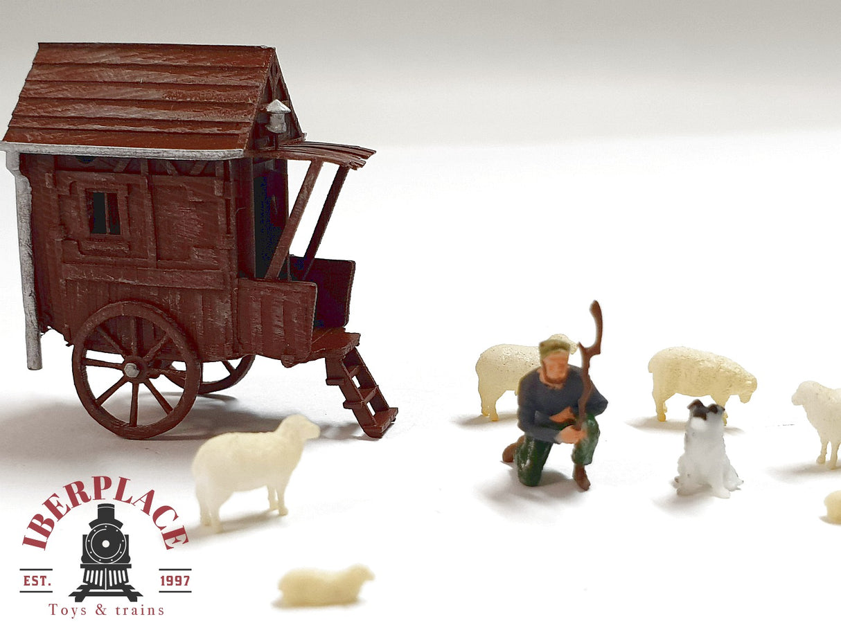 1:87 figuras escala H0 Iberplace 30004 Pastor con carro y ovejas h0 00