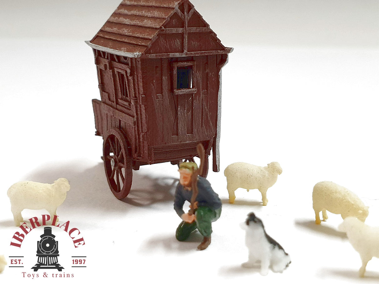 1:87 figuras escala H0 Iberplace 30004 Pastor con carro y ovejas h0 00