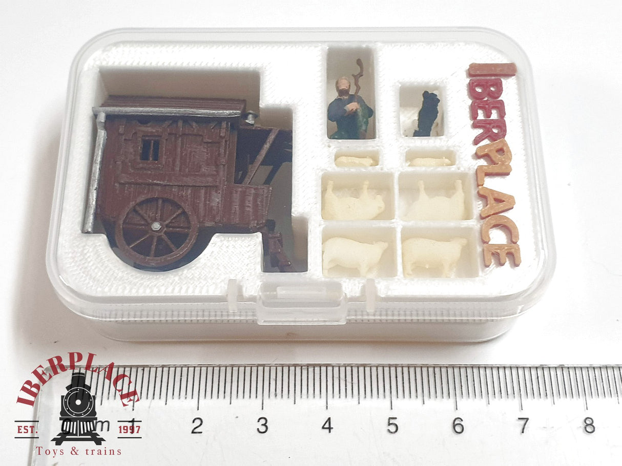1:87 figuras escala H0 Iberplace 30004 Pastor con carro y ovejas h0 00