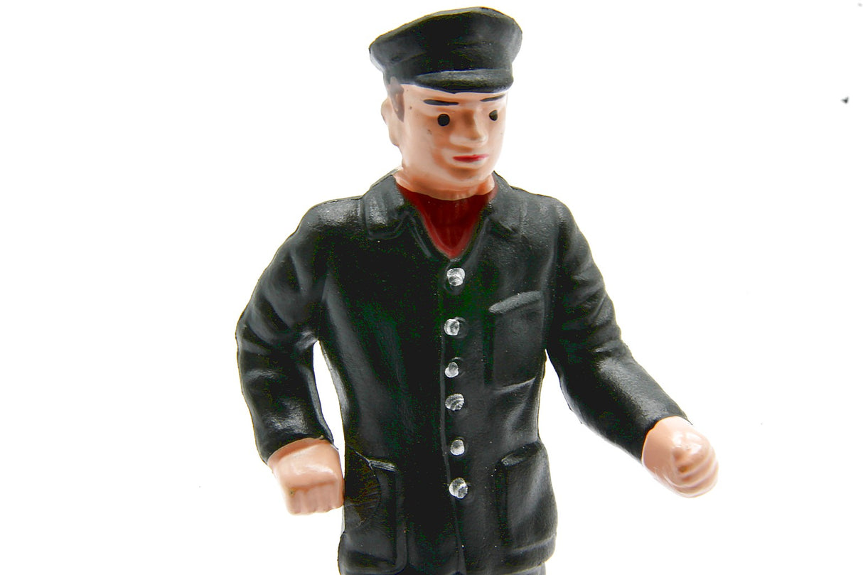 Maquinista Escala G 1:22.5 Maquinista traje negro, de pie, ferrocarril Wangerooge
