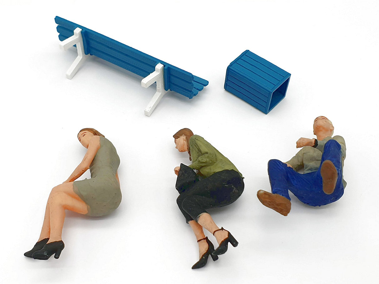 G escala 1:22,5 figuras Iberplace 40010 Personas sentadas banca No.2 Set modelismo