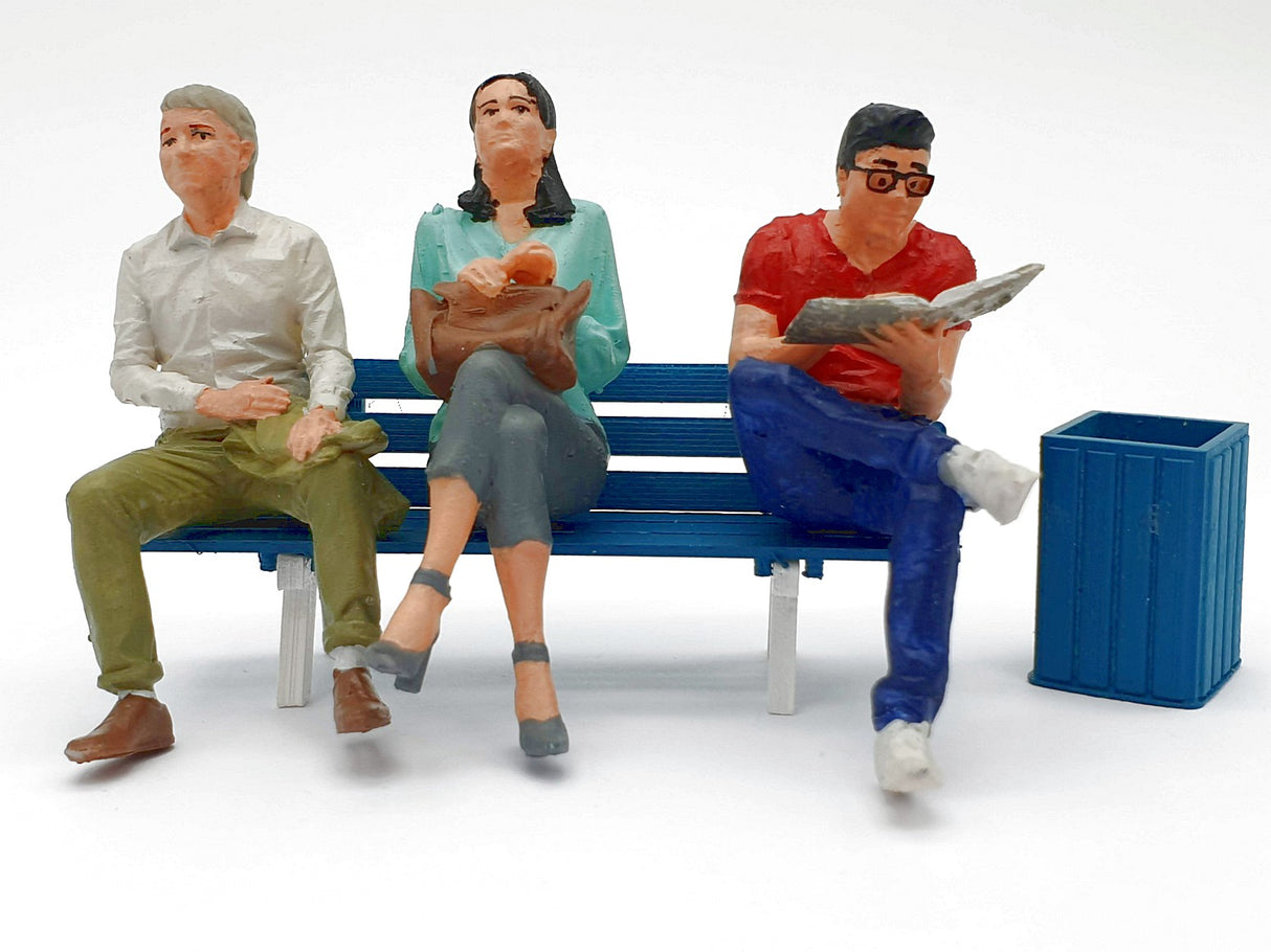 G escala 1:22,5 figuras Iberplace 40009 Personas sentadas banca No.1 Set modelismo