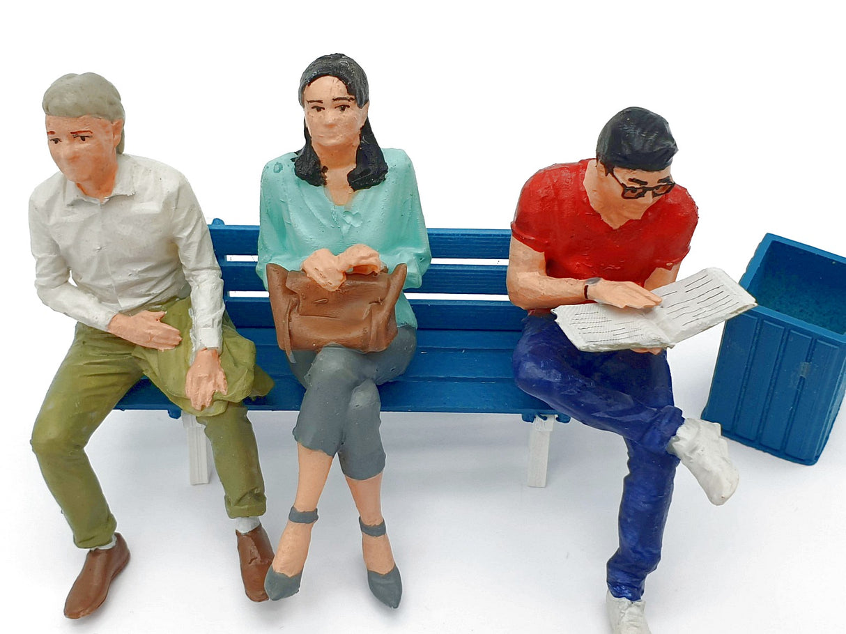 G escala 1:22,5 figuras Iberplace 40009 Personas sentadas banca No.1 Set modelismo