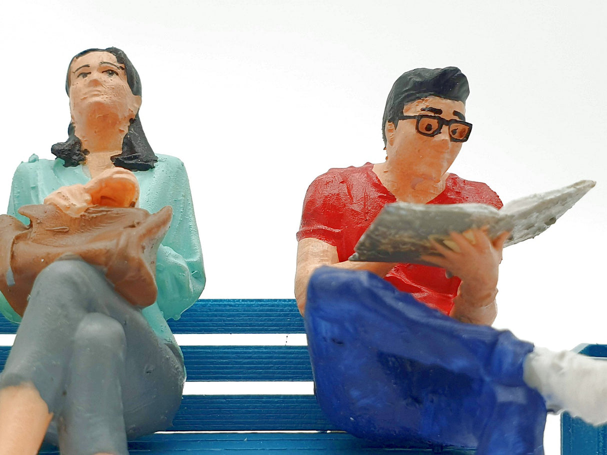 G escala 1:22,5 figuras Iberplace 40009 Personas sentadas banca No.1 Set modelismo