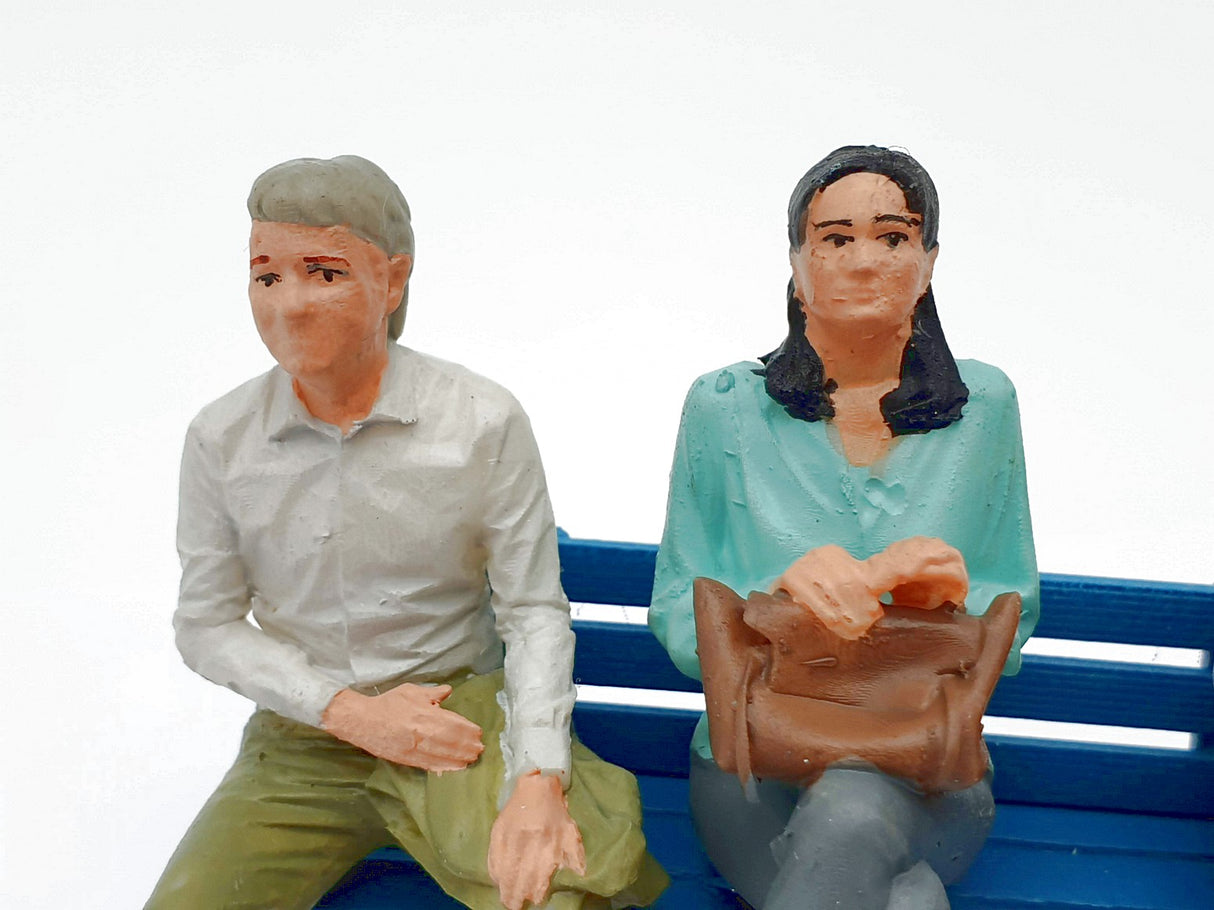 G escala 1:22,5 figuras Iberplace 40009 Personas sentadas banca No.1 Set modelismo