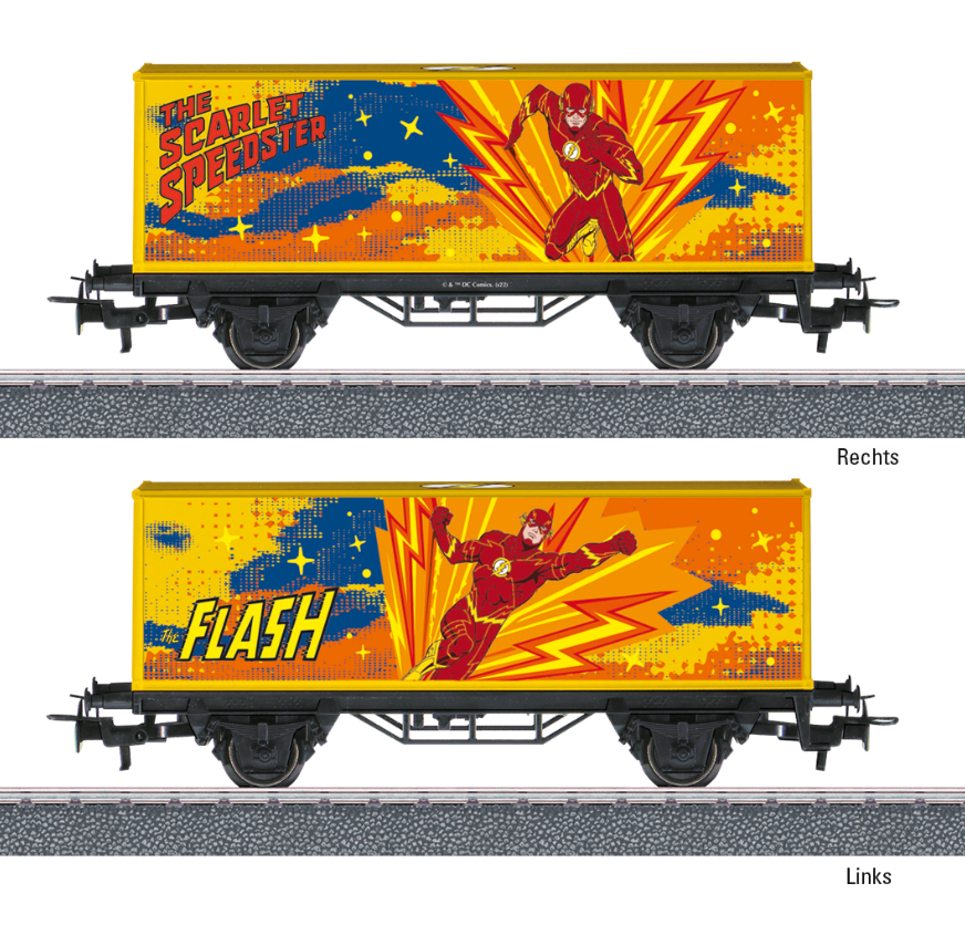 H0 1:87 escala Märklin 44829 Start up Vagón portacontenedores The Flash