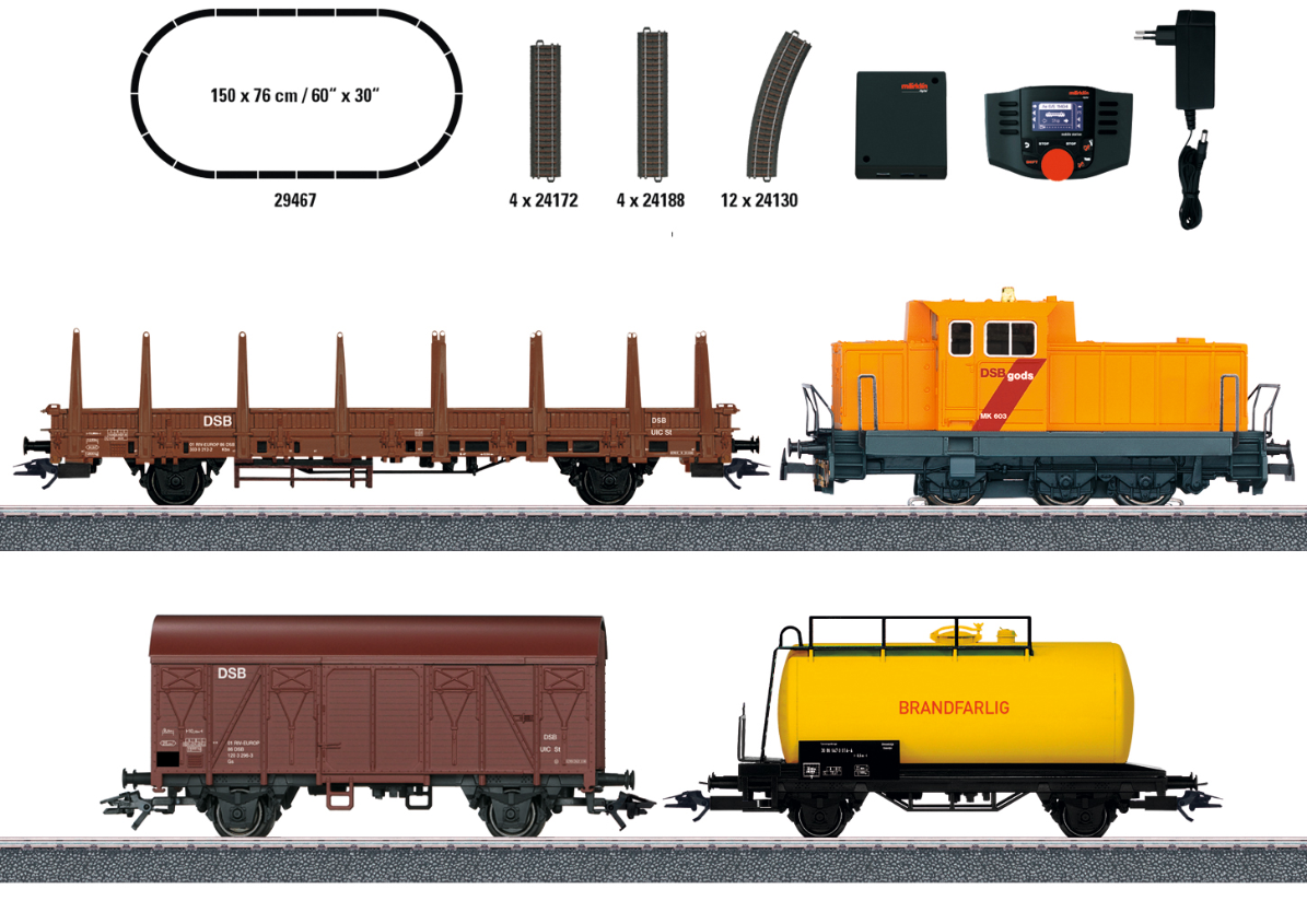 H0 1:87 Märklin 29467 Digital Caja de iniciación en digital Tren mercancías danés DSB