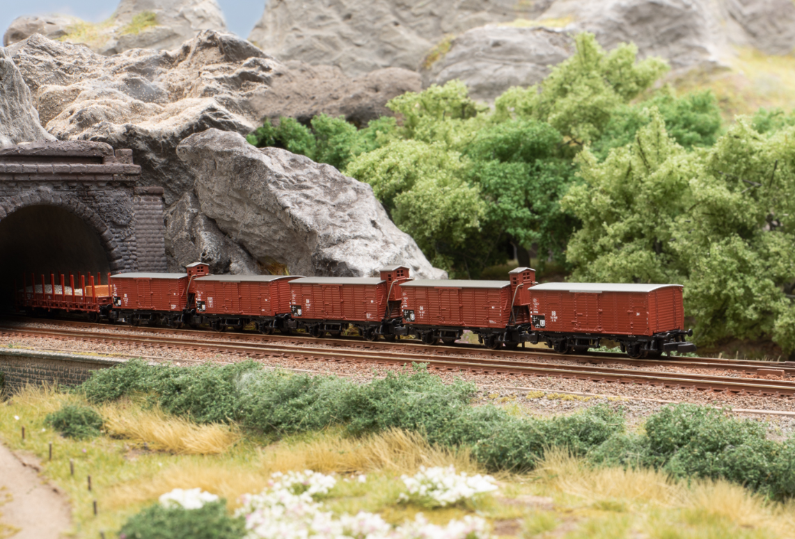 Z 1:220 Märklin 86605 set vagones mercancías G10 con garita guarda frenos