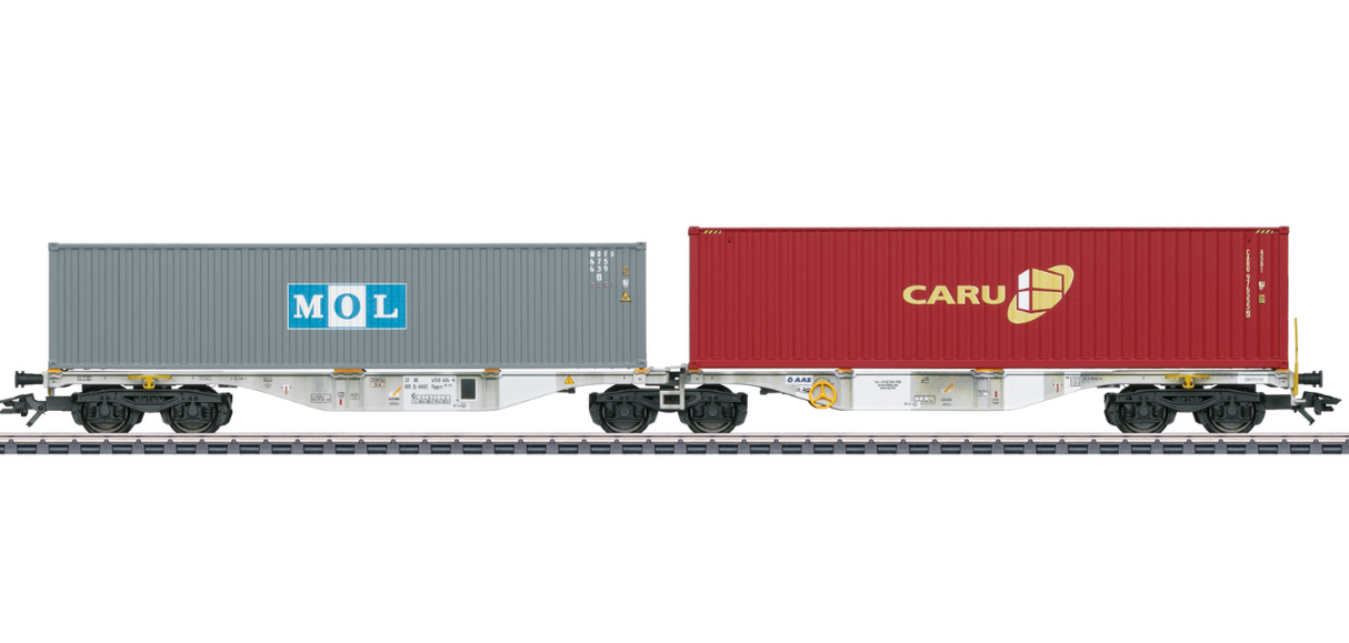 H0 1:87 escala Märklin 47811 Vagón mercancías portacontenedores doble del tipo constructivo Sggrss 80