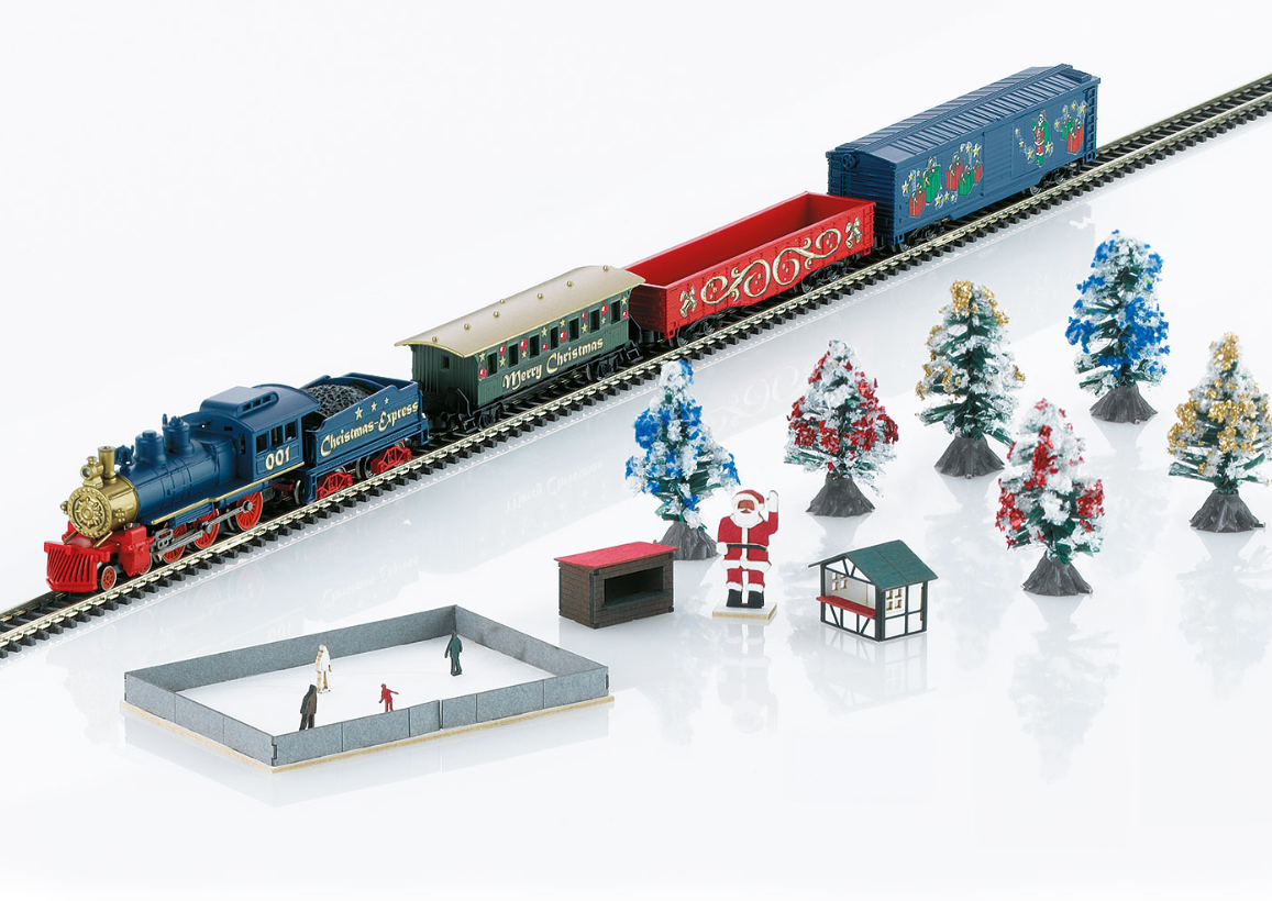 Z 1:220 Märklin 81845 Caja de iniciación de Navidad. Tren mercancías a vapor con circuito ovalado de vías