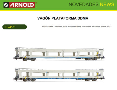 HN4351 Arnold RENFE, conjunto de 2 unidades de autotransporte DDMA, librea blanca, época V