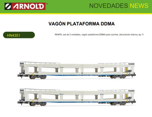 HN4351 Arnold RENFE, conjunto de 2 unidades de autotransporte DDMA, librea blanca, época V