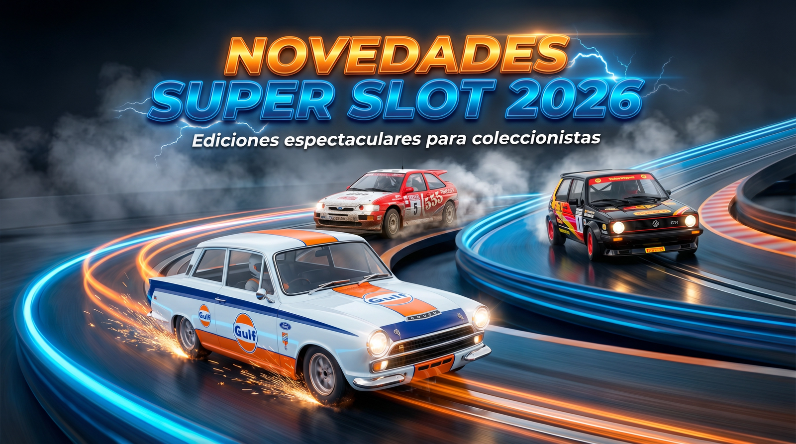 Novedades Super Slot 2026: Colin McRae Triple Pack, Golf MK1 Malcolm Jeffs Racing y Ford Lotus Cortina Gulf Edition