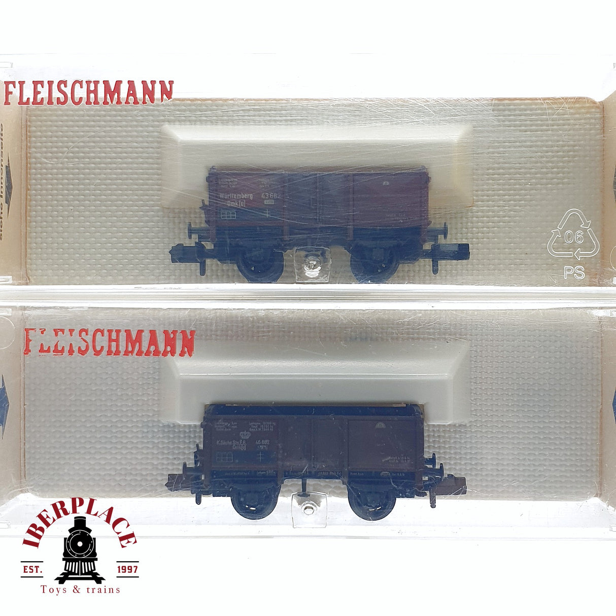 ♻️ 2da mano -  2x Fleischmann 8860 8827 vagones de borde alto K.Sächs.Sts.EB N escala 1:160