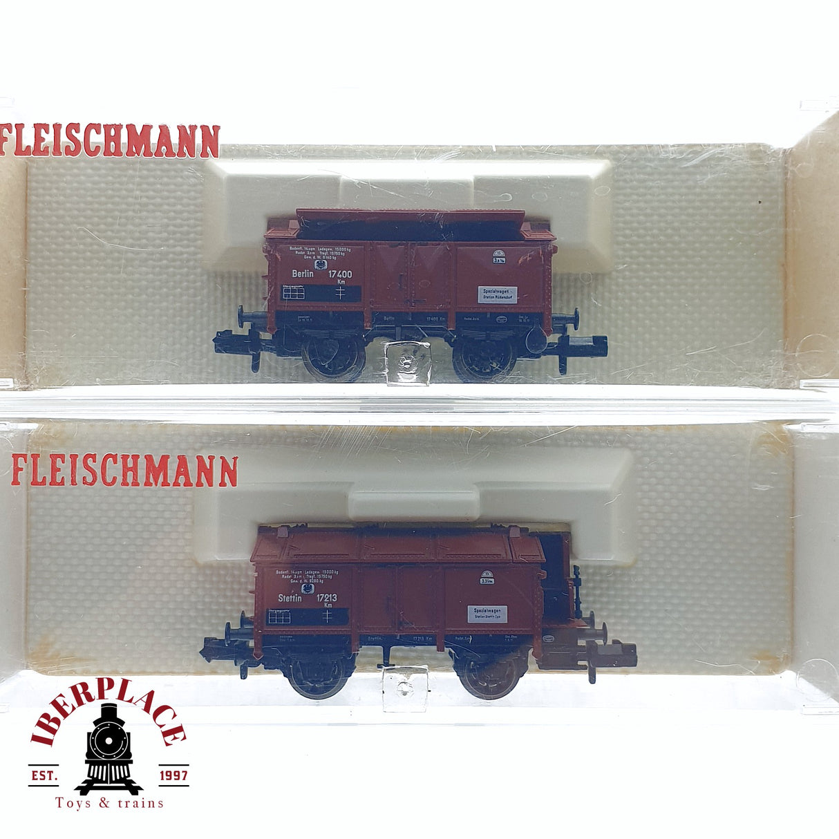 ♻️ 2da mano -  2x Fleischmann 8834 8843 vagones cerrados K.P.E.V N escala 1:160