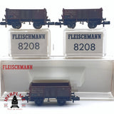 ♻️ 2da mano -  3x Fleischmann 8208 vagones de borde alto DR N escala 1:160