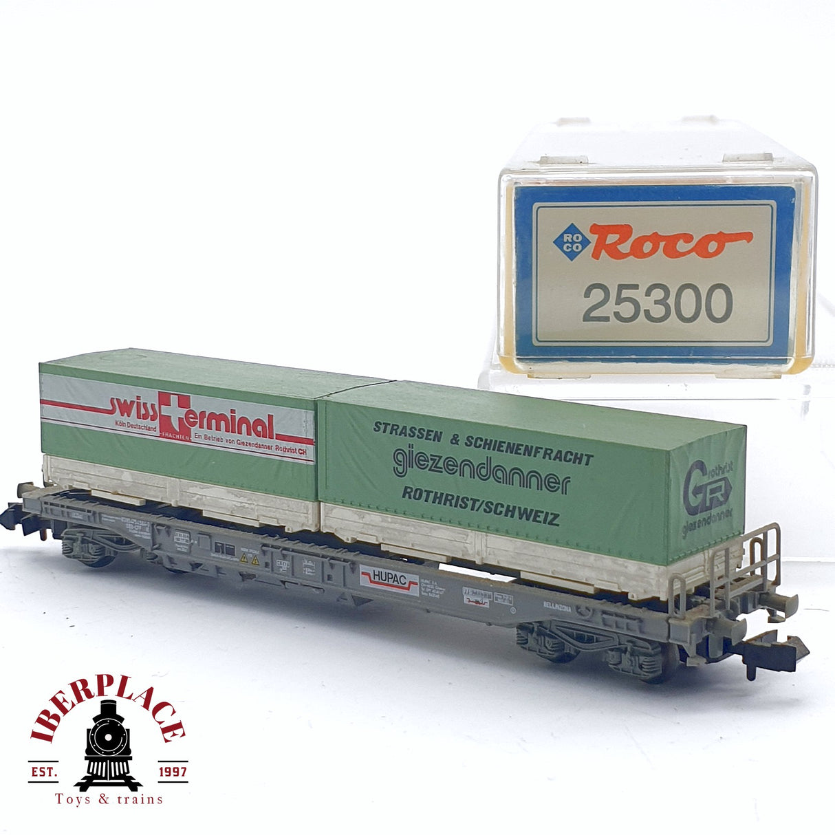 ♻️ 2da mano - Roco 25300 vagón swiss terminal Hupac SBB CFF  N escala 1:160