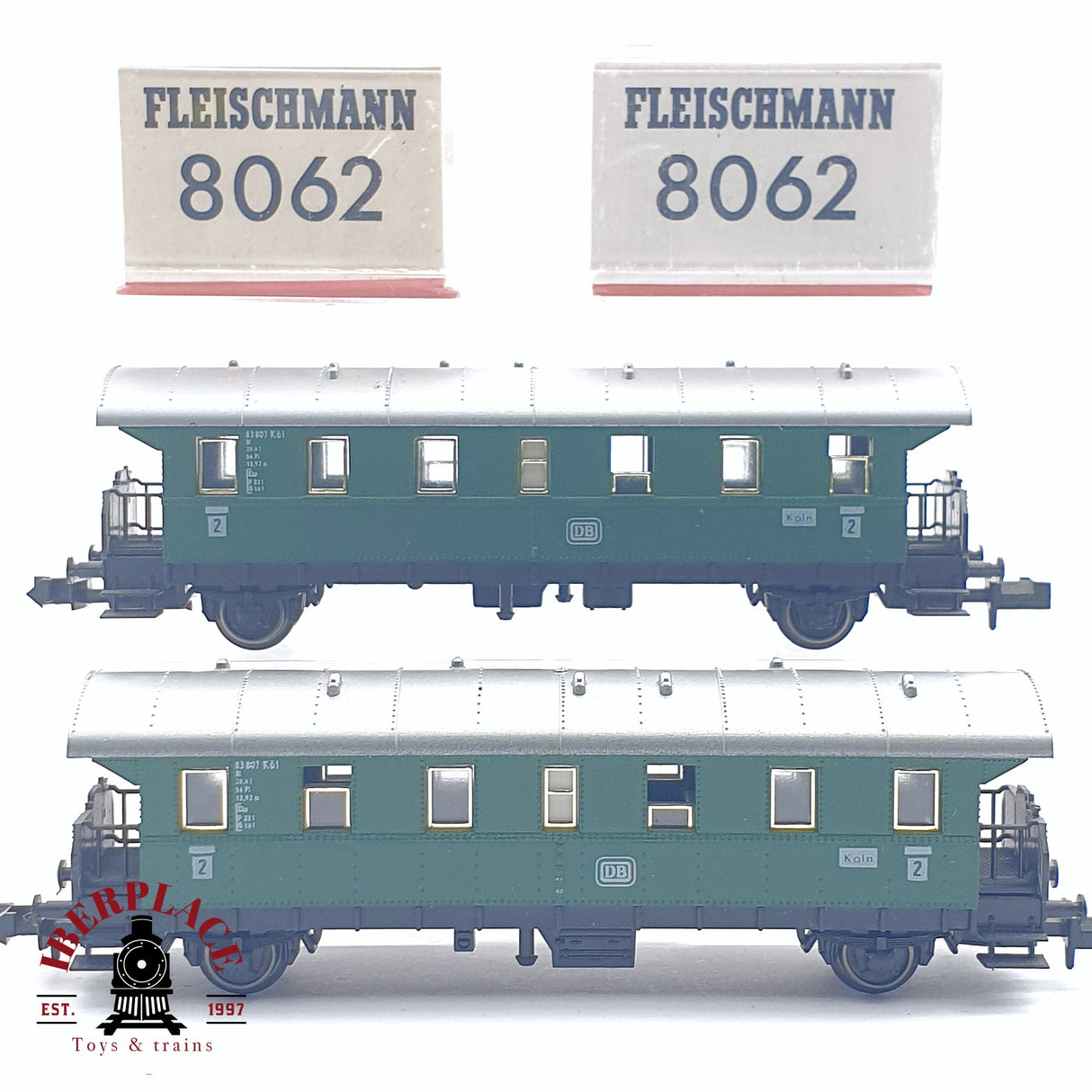 ♻️ 2da mano - 2x Fleischmann 8062 vagón pasajeros DB clase 2 N escala 1:160