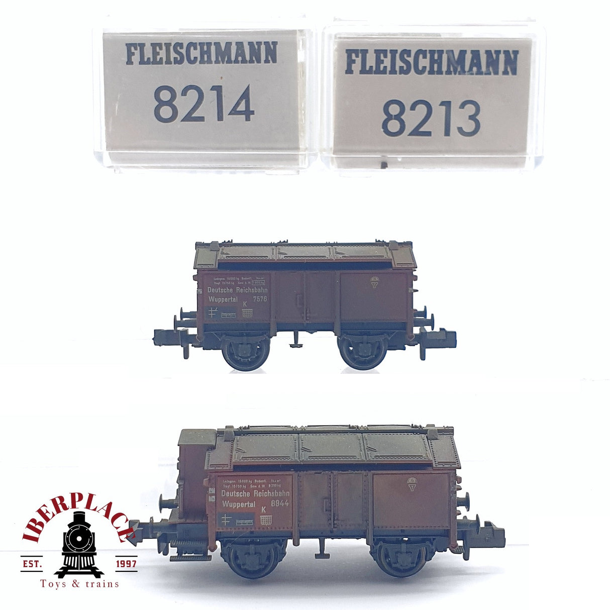 ♻️ 2da mano - 2x Fleischmann 8214 8213 vagones mercancía cerrado DR N escala 1:160