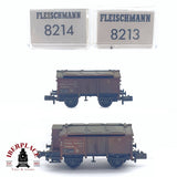 ♻️ 2da mano - 2x Fleischmann 8214 8213 vagones mercancía cerrado DR N escala 1:160