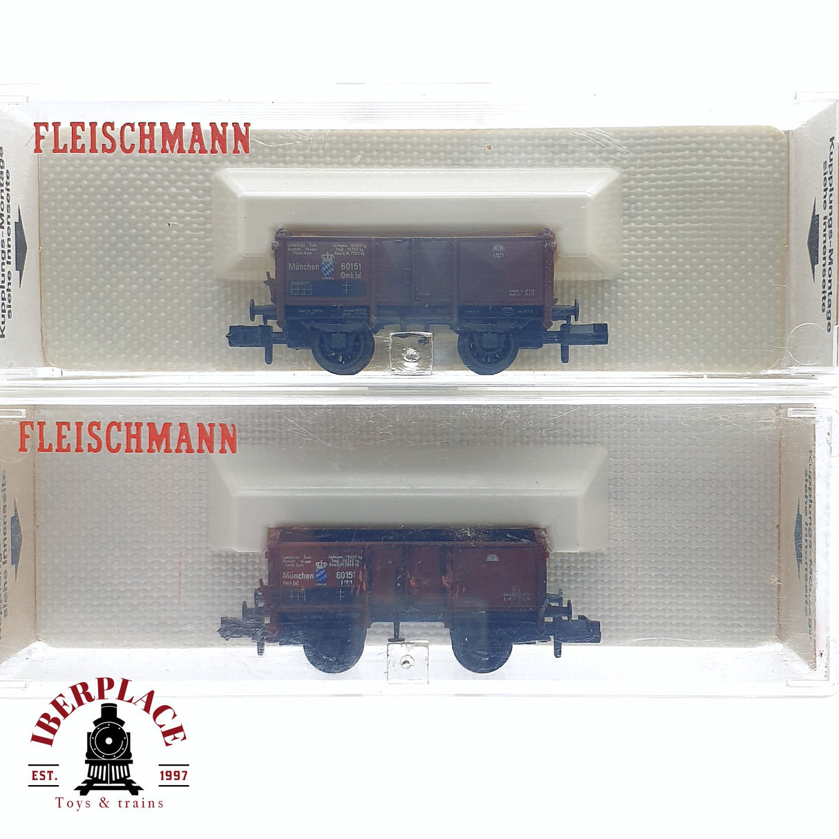 ♻️ 2da mano -  2x Fleischmann 8861 8883 vagones de borde alto München N escala 1:160