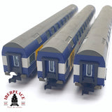 ♻️ 2da mano - 3x Fleischmann vagones pasajero de doble piso clase 1-2 SBB CFF N escala 1:160
