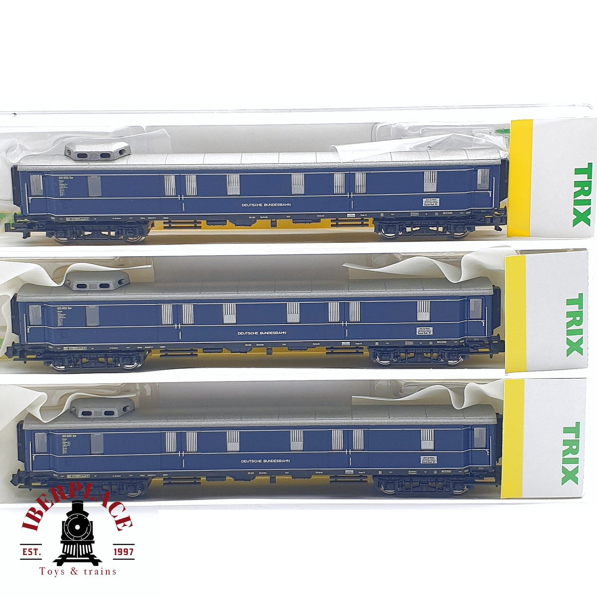 ♻️ 2da mano - 3x Minitrix 15739 vagones pasajero equipajes Rheingold 1952 Ep 3 N escala 1:160