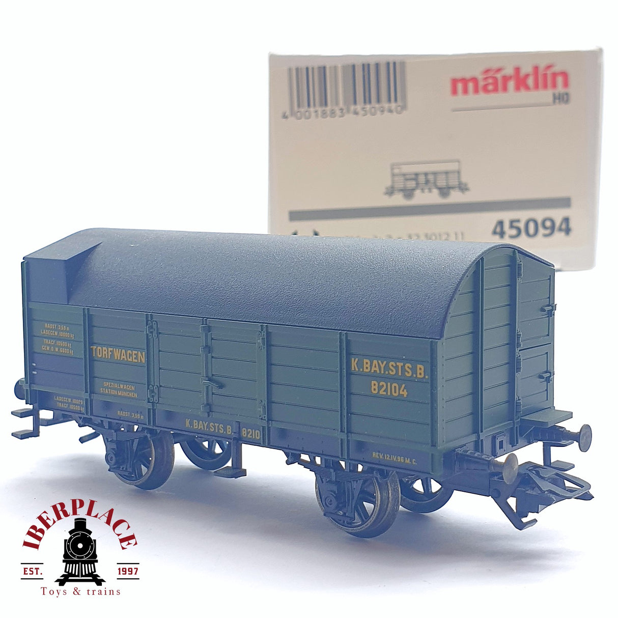♻️ 2da mano - Märklin 45094 vagón mercancias K.Bay.Sts.B Torfwagen H0 escala 1:87