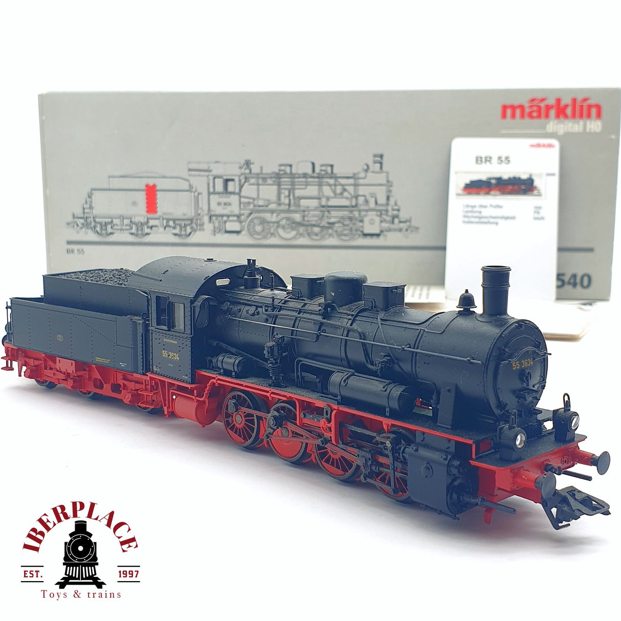 ♻️ 2da mano - Märklin 37540 Digital Locomotora de vapor DR 55 3634 con sonido H0 escala 1:87