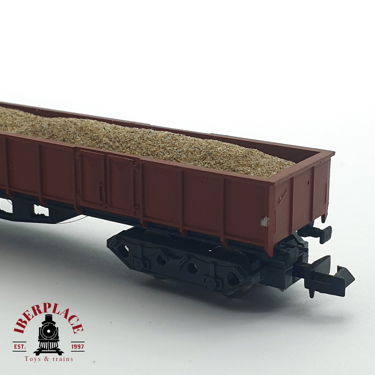 ♻️ IBERTREN vagón con carga de gravilla RENFE RN Rojo oxido N escala 1:160
