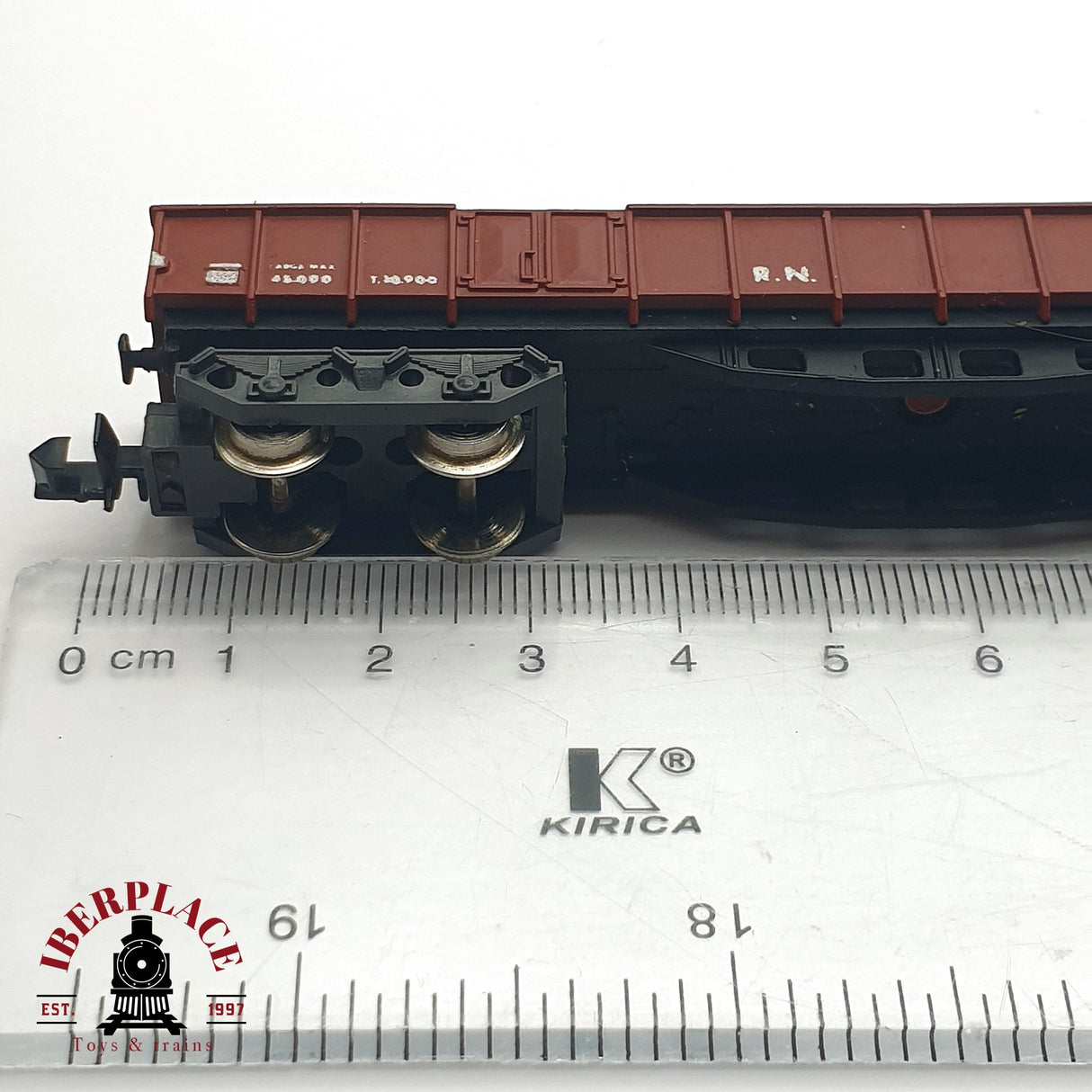 ♻️ IBERTREN vagón con carga de gravilla RENFE RN Rojo oxido N escala 1:160