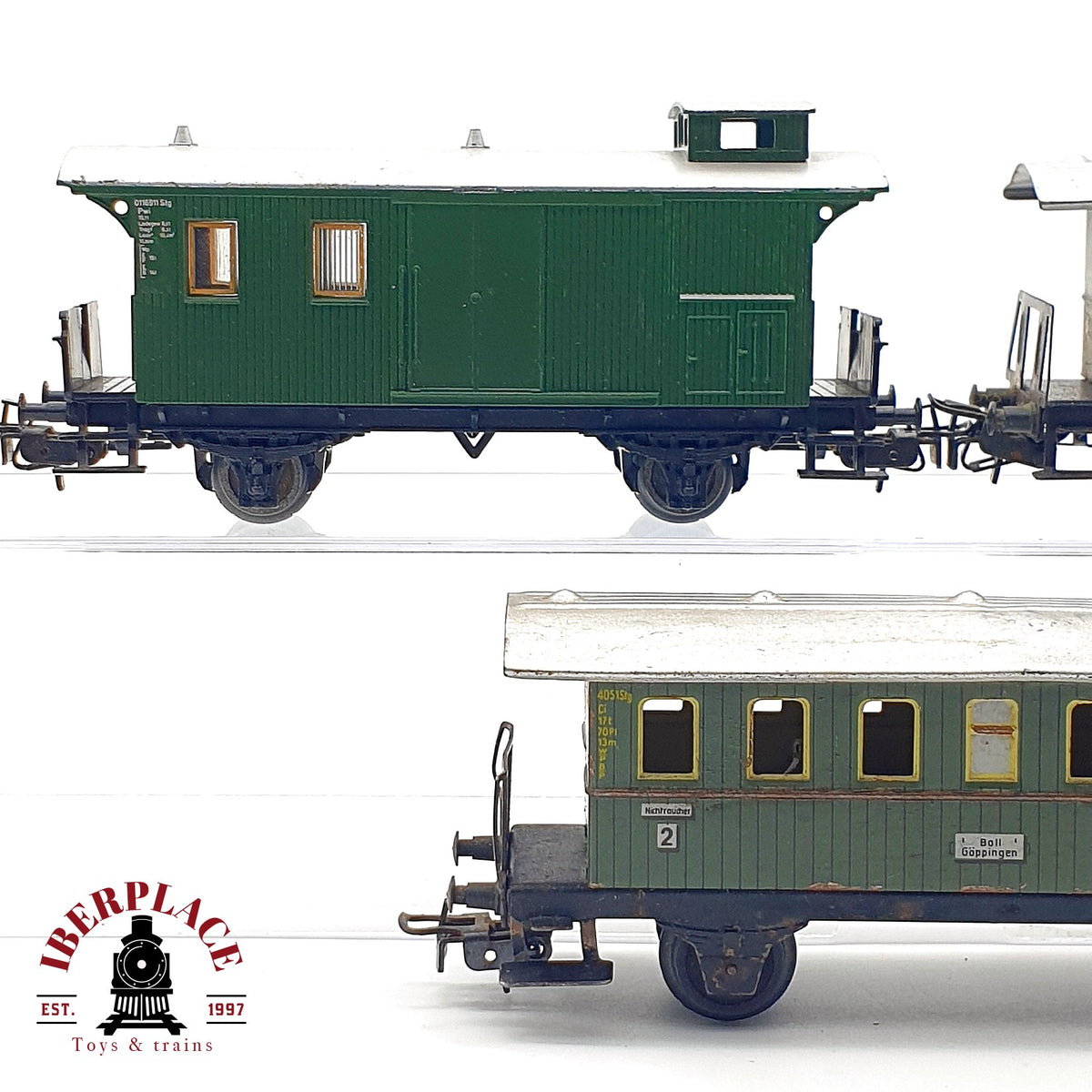 ♻️ 🚂 Märklin 3x Vagones Chapa Donnervobuchse y Furgon Equipajes DB Ep III Escala H0 1:87