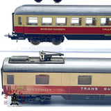♻️ 🚂 Lima 4x vagones Trans Europ Express (TEE) Rheingold DB coche panorámico DC Escala H0 1:87