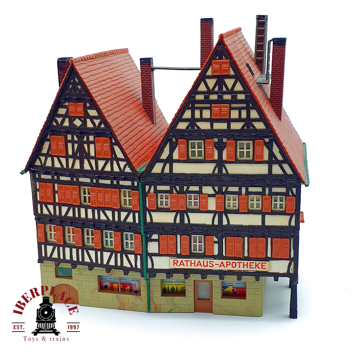 ♻️ Farmacia de la plaza Rathaus-Apotheke edificio entramado de madera Escala H0 1:87