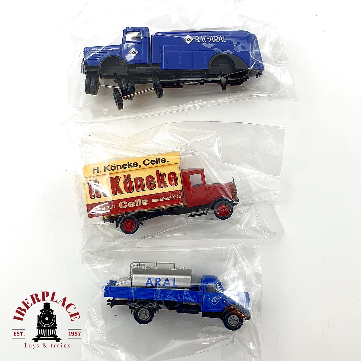 ♻️ 🚂 Wiking Roskopf 3x Camiones Clasicos Aral H Konecke Escala H0 1:87