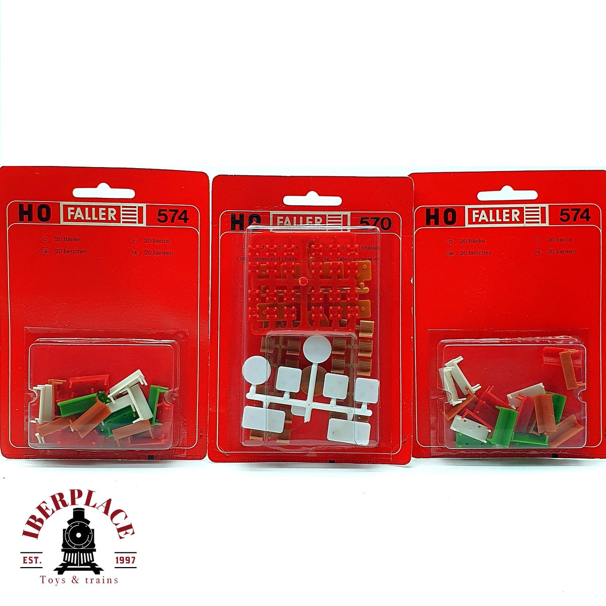 ♻️ ✨ Faller 3 Sets Blister Bancos Y Señales Parques Jardin 574 Y 570 Escala H0 1:87