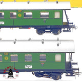 ♻️ 🚂 Piko DDR 426/33/1 Set 3 coches pasajeros 2/3 clase DRG verde clasico Escala H0 1:87