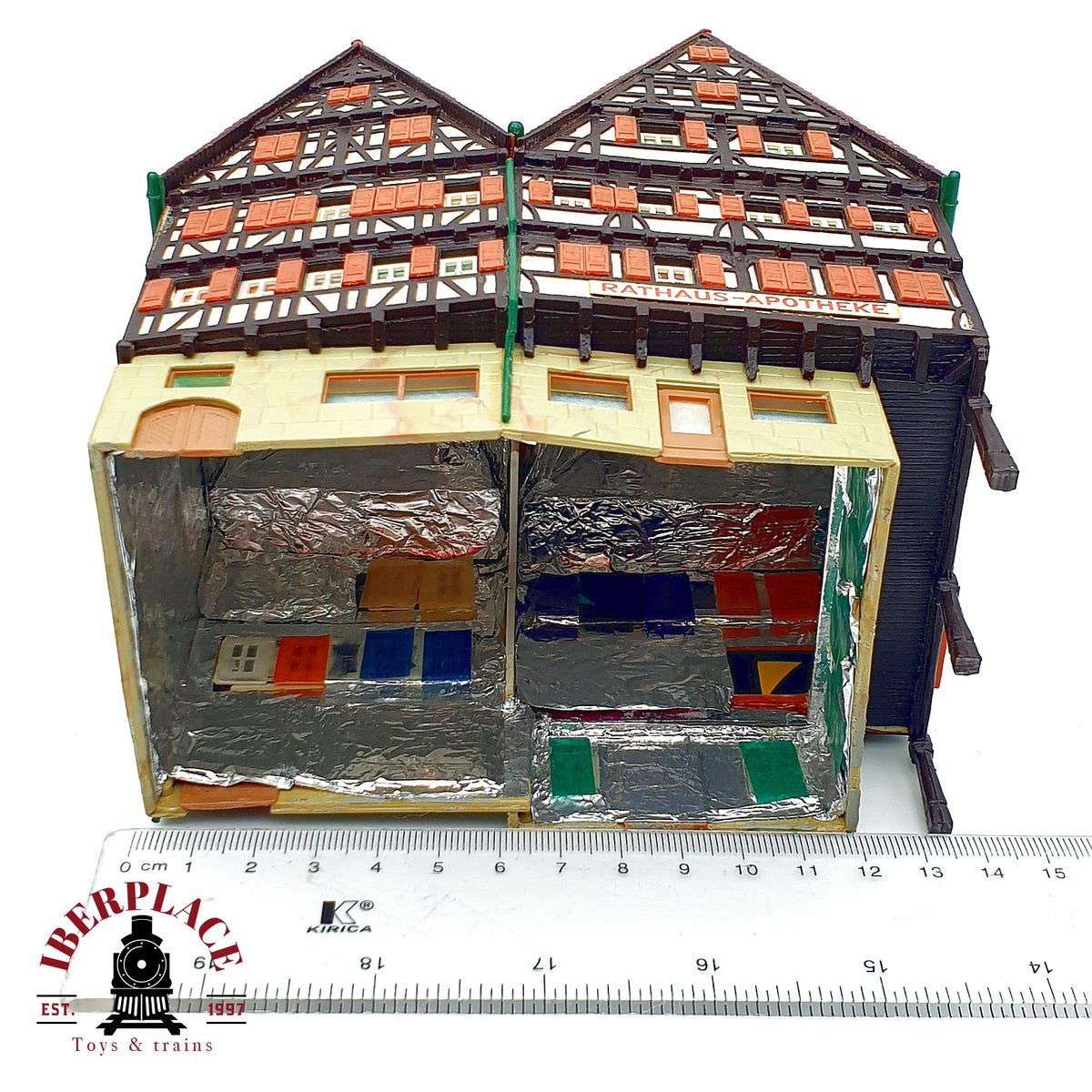 ♻️ Farmacia de la plaza Rathaus-Apotheke edificio entramado de madera Escala H0 1:87