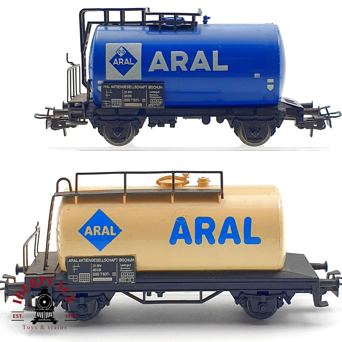 ♻️ 🚂 Marklin 2x vagones cisterna DB ARAL Azul crema escala H0 1:87
