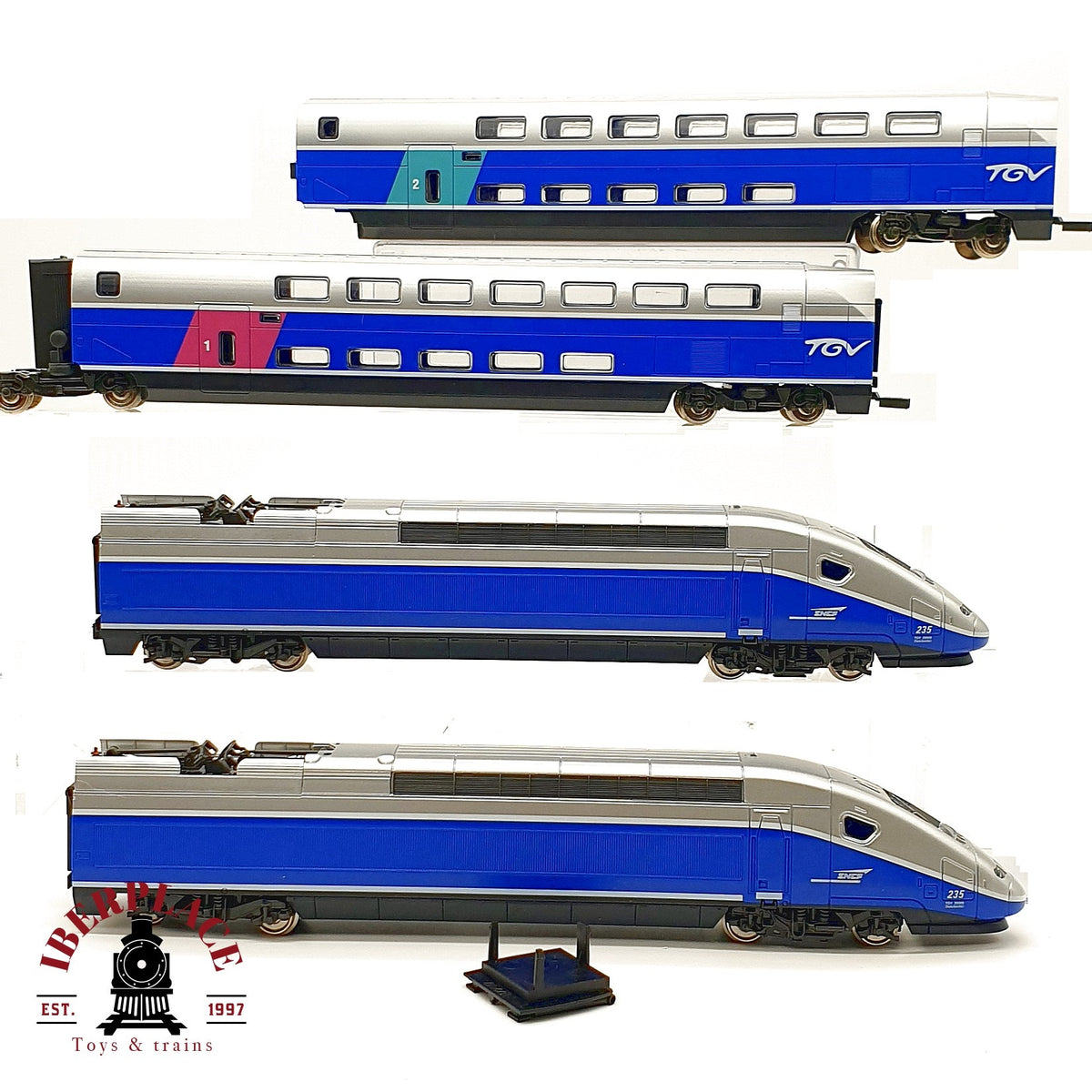 ♻️ 🚂 Mehano set 4 piezas TGV Duplex SNCF 235 2 pisos alta velocidad DC Escala H0 1:87
