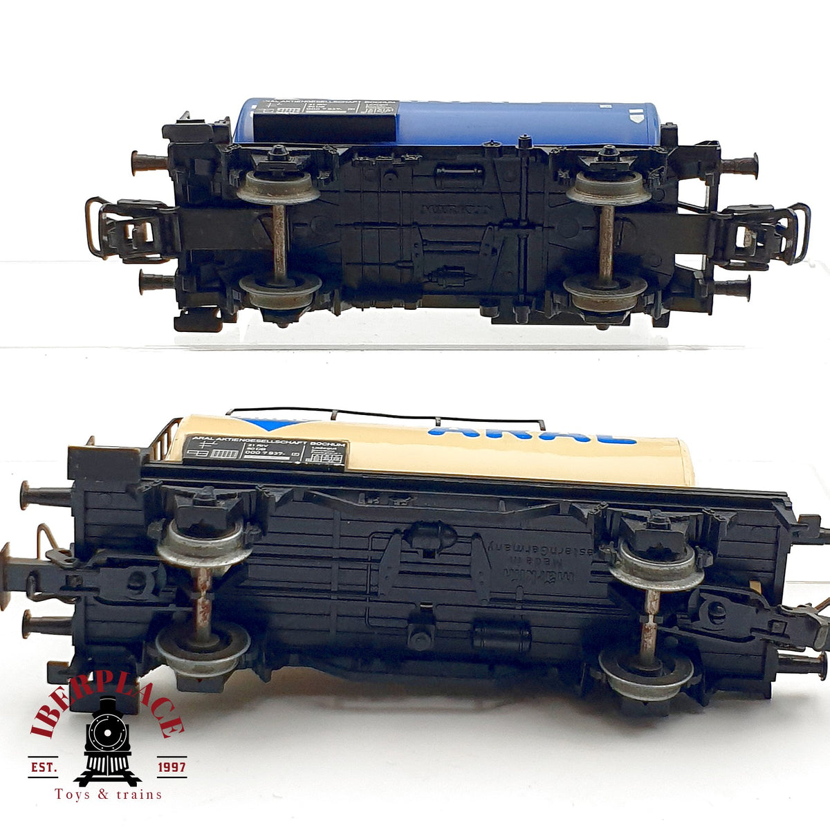 ♻️ 🚂 Marklin 2x vagones cisterna DB ARAL Azul crema escala H0 1:87